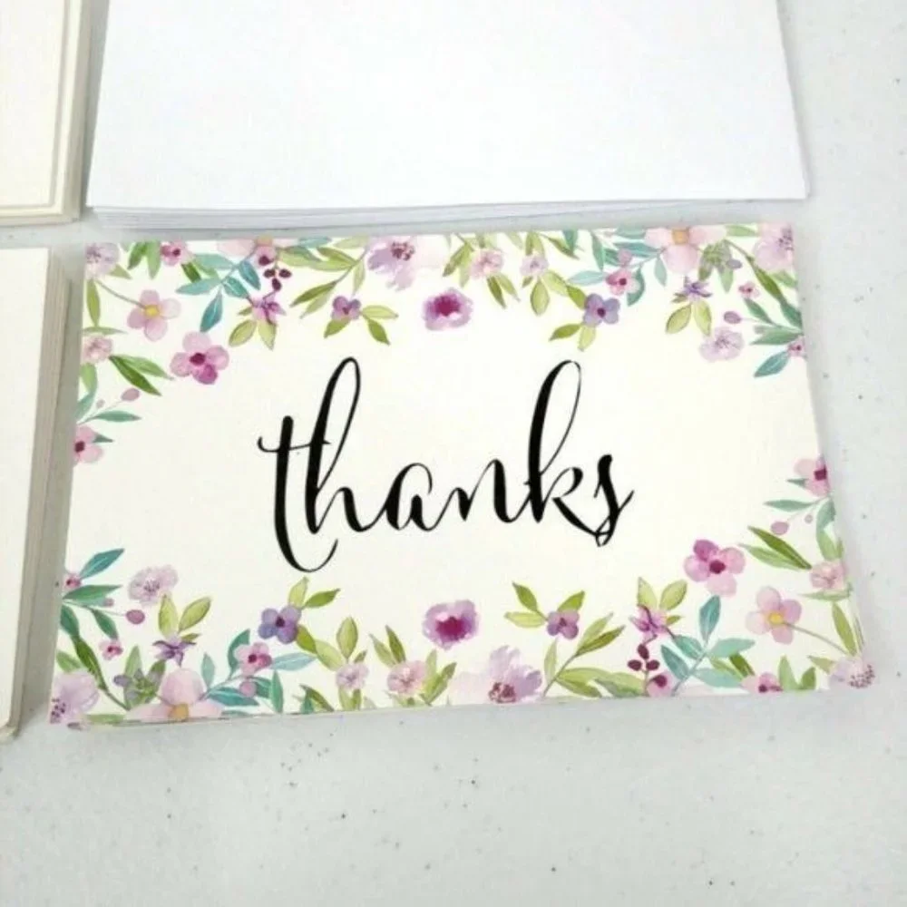 48 X 2 Packs Premium Thank You Cards 5 Floral Designs with Envelopes (2 …
